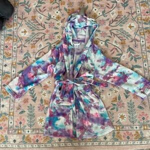 Girls tie dye unicorn bath robe, size medium 7/8